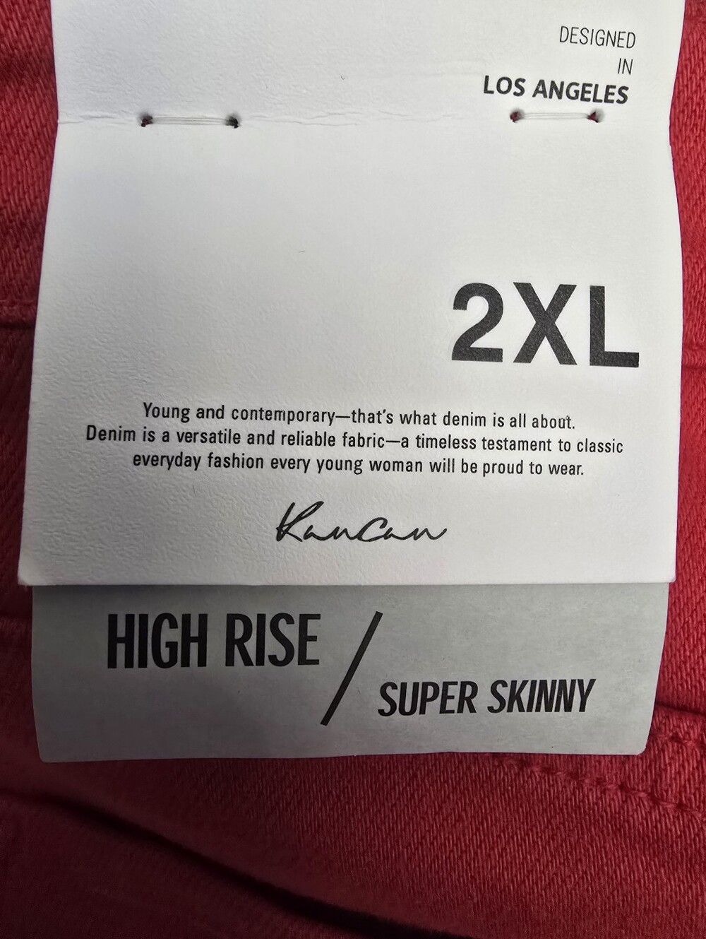 Kancan Bright Red Slim Jeans, Size 2XL, NWT - Picture 6 of 6